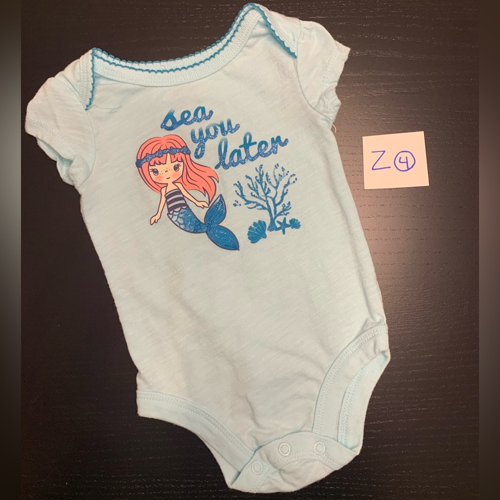 ⭐️4/$5.00⭐️ George 3-6m Mermaid Theme Onesie with Sea You Later Text